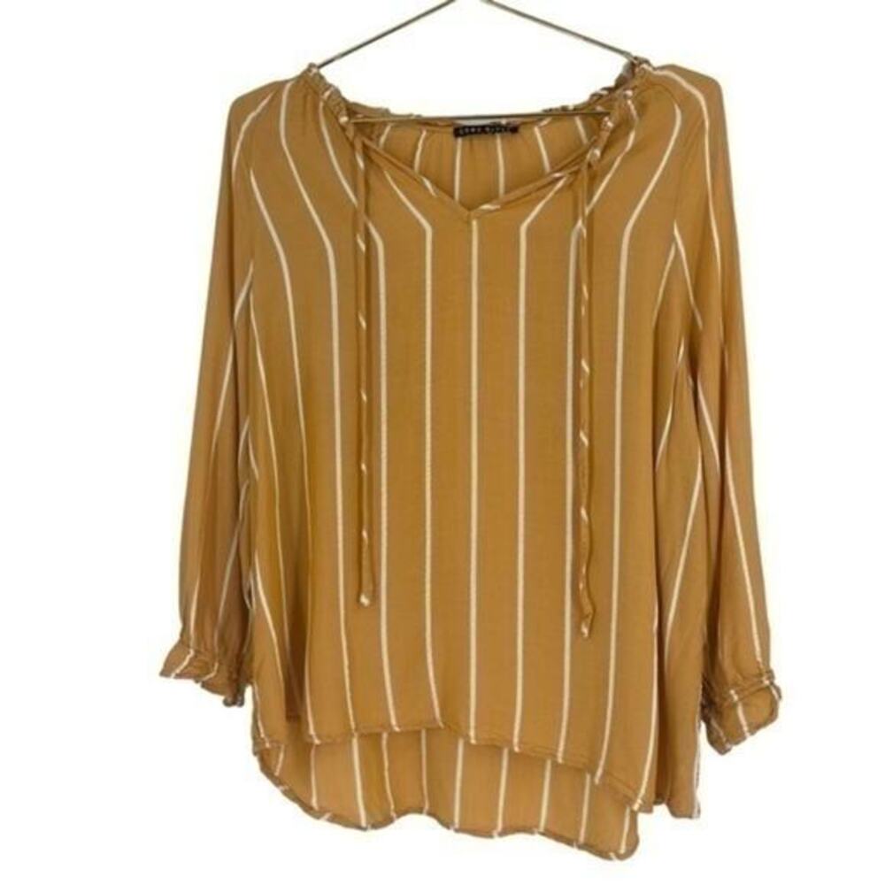Como Black Top Plus size large shirt Stripe casual